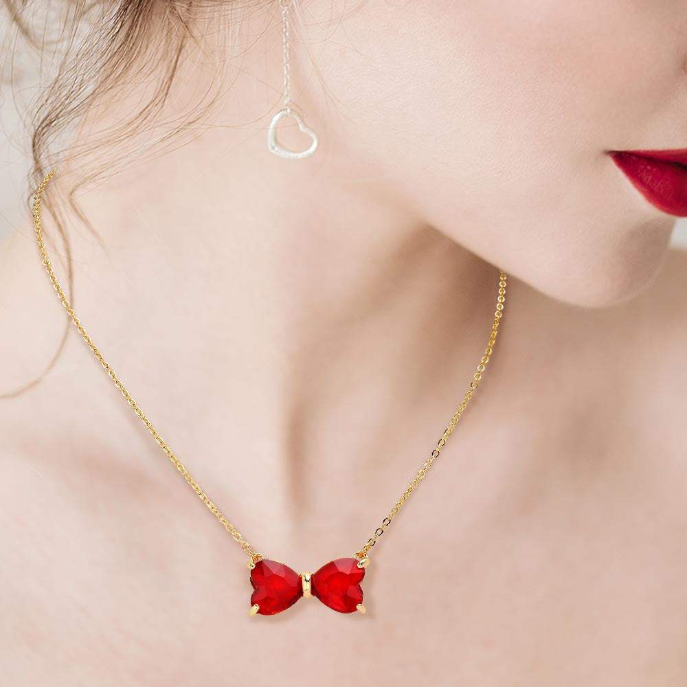 Glass Bow Stone Pendant Necklace - Madeline Love - Flyclothing LLC