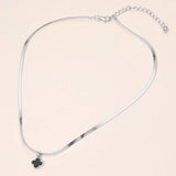 Silver Dipped Quatrefoil Pendant Herringbone Chain Necklace - Madeline Love - Flyclothing LLC
