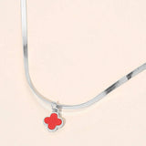 Silver Dipped Quatrefoil Pendant Herringbone Chain Necklace - Madeline Love - Flyclothing LLC