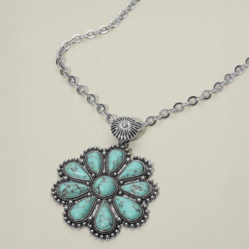 Bold Antique Western Floral Pendant Statement Necklace - Madeline Love - Flyclothing LLC