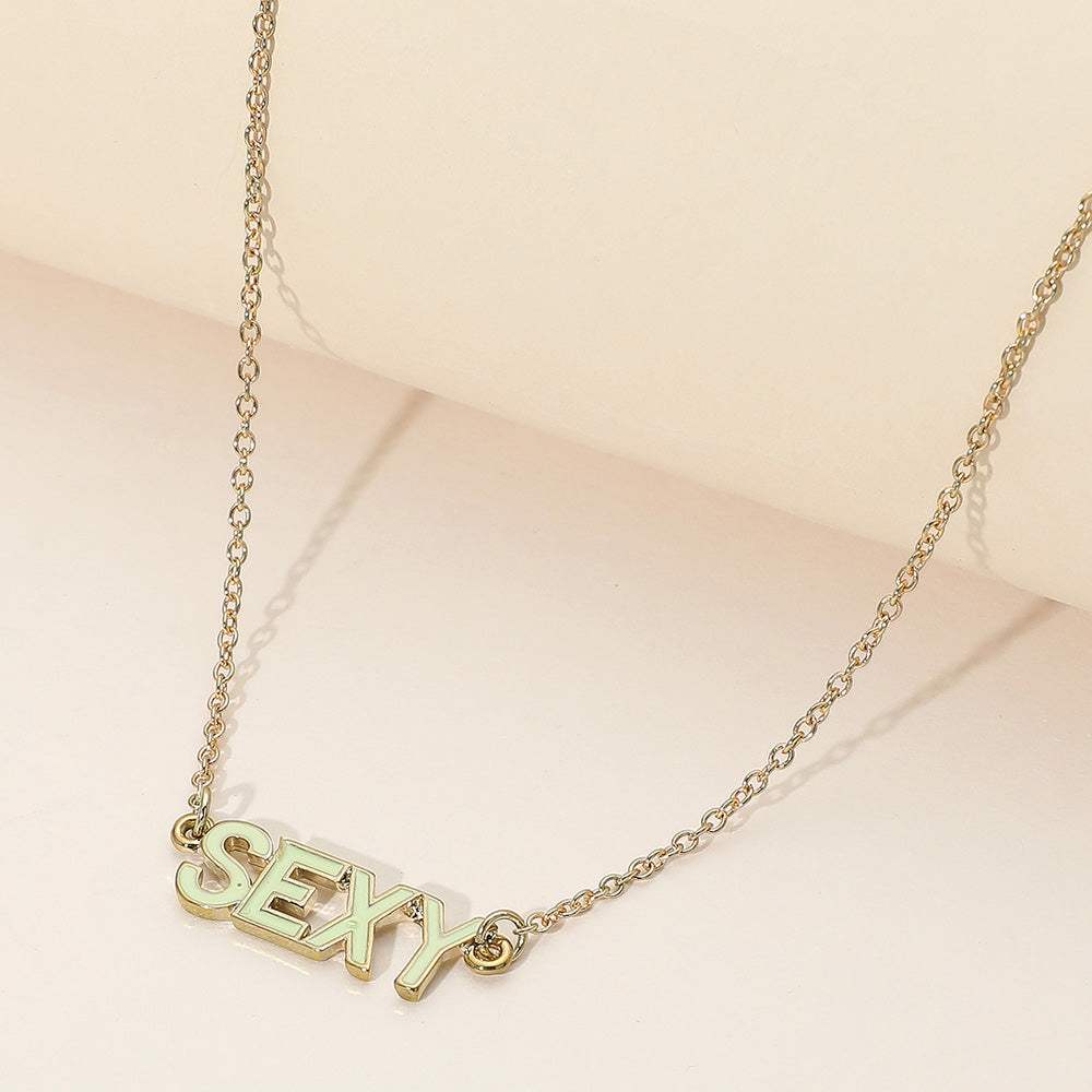 Enamel SEXY Message Pendant Necklace - Madeline Love - Flyclothing LLC