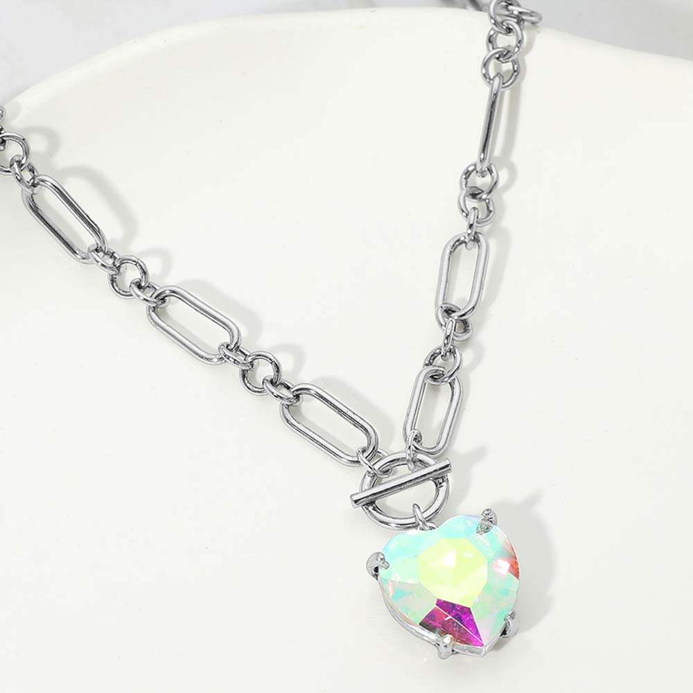 Chunky Heart Stone Cluster Toggle Pendant Necklace - Madeline Love - Flyclothing LLC
