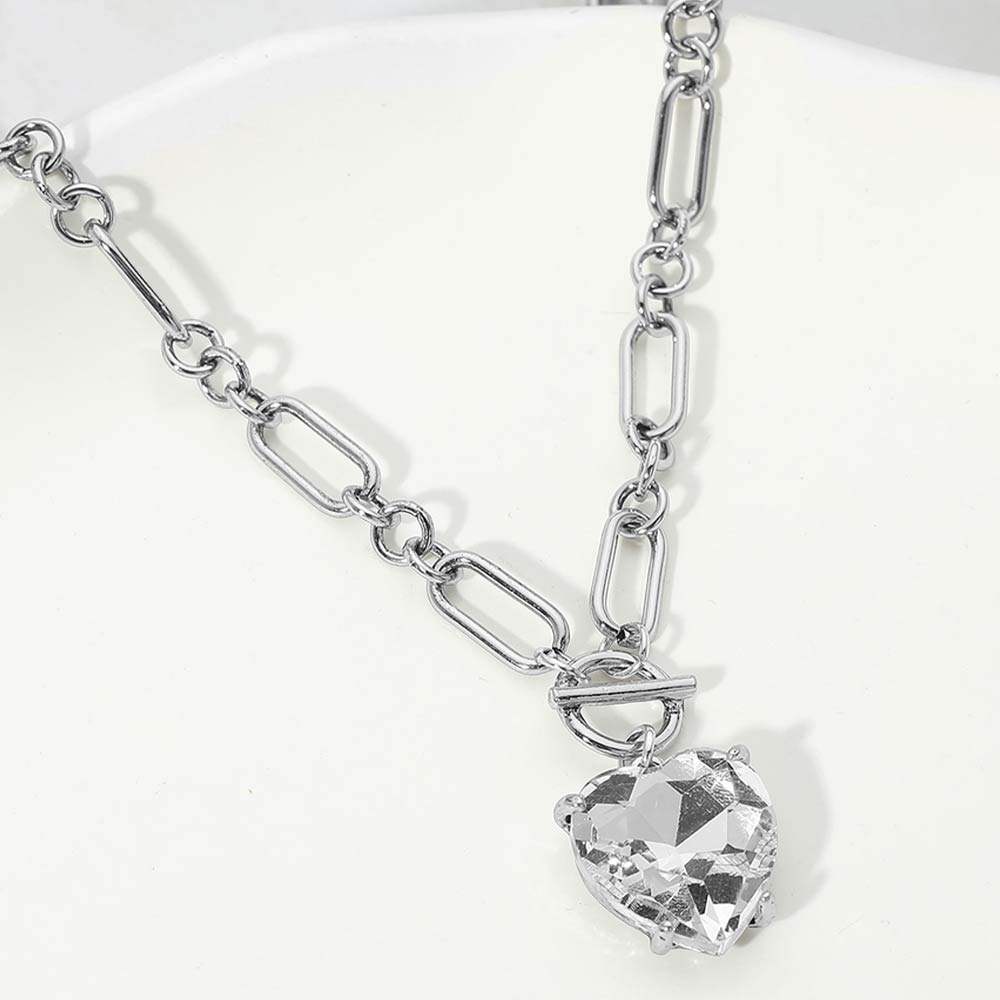 Chunky Heart Stone Cluster Toggle Pendant Necklace - Madeline Love - Flyclothing LLC