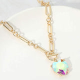 Chunky Heart Stone Cluster Toggle Pendant Necklace - Madeline Love - Flyclothing LLC