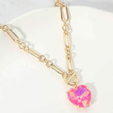 Chunky Heart Stone Cluster Toggle Pendant Necklace - Madeline Love - Flyclothing LLC