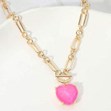 Chunky Heart Stone Cluster Toggle Pendant Necklace - Madeline Love - Flyclothing LLC