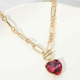 Chunky Heart Stone Cluster Toggle Pendant Necklace - Madeline Love - Flyclothing LLC