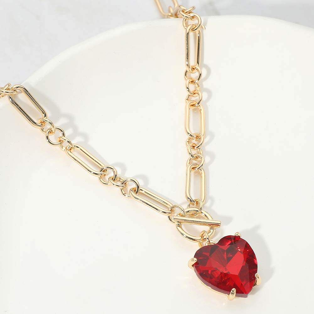 Chunky Heart Stone Cluster Toggle Pendant Necklace - Madeline Love - Flyclothing LLC