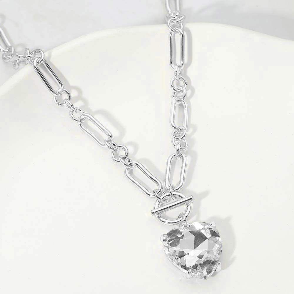 Chunky Heart Stone Cluster Toggle Pendant Necklace - Madeline Love - Flyclothing LLC