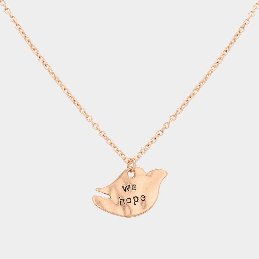 "We Hope" Message Pigeon Pendant Necklace - Madeline Love - Flyclothing LLC