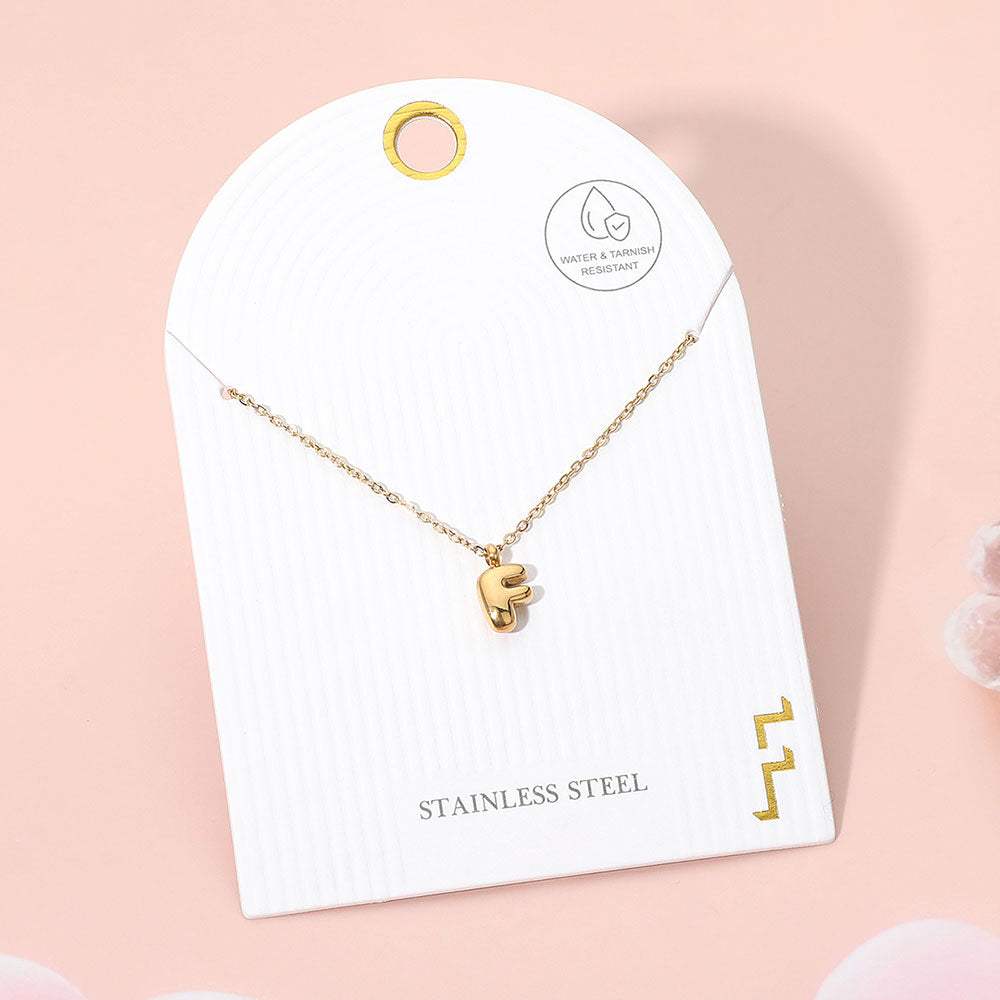 -F- Stainless Steel Monogram Pendant Necklace - Madeline Love - Flyclothing LLC