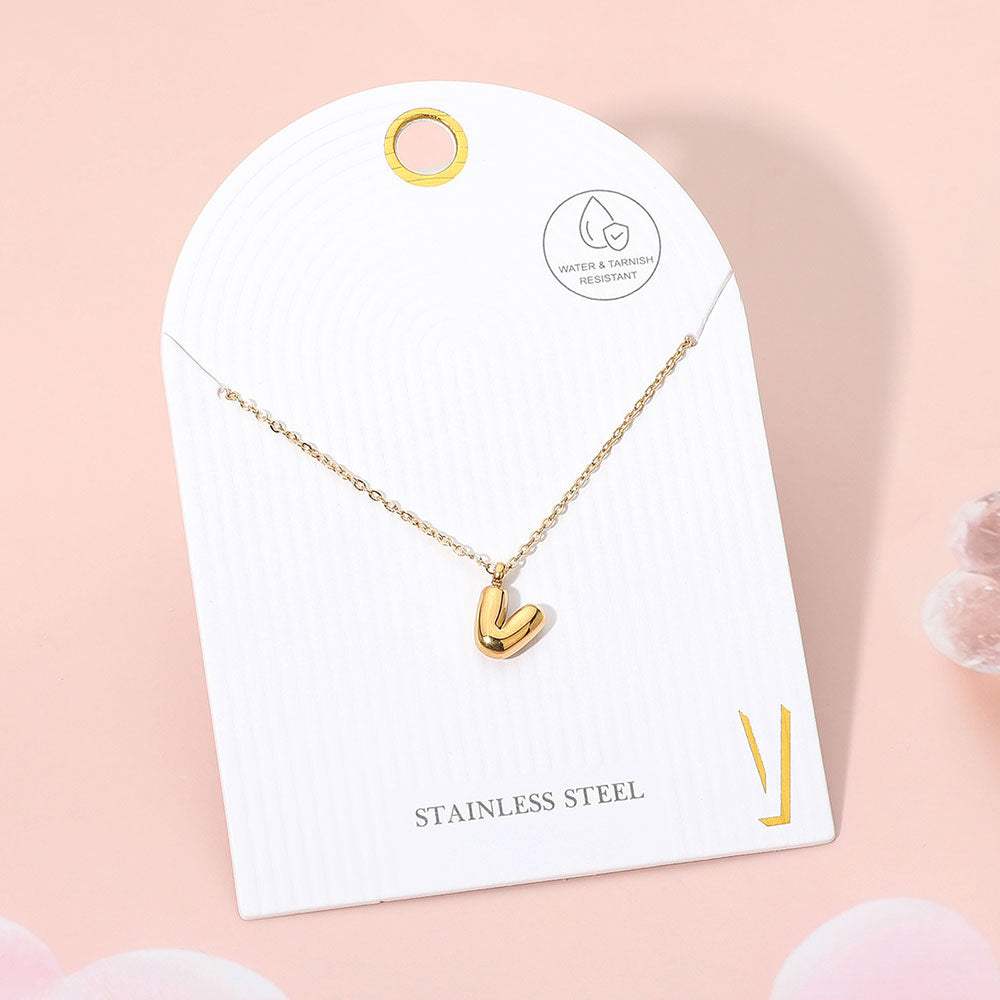 -V- Stainless Steel Monogram Pendant Necklace - Madeline Love - Flyclothing LLC