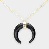 Double Horn Pendant Necklace - Madeline Love - Flyclothing LLC