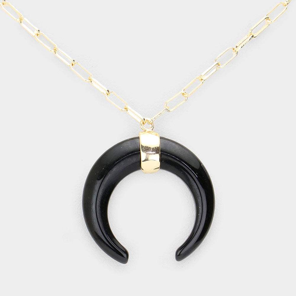 Double Horn Pendant Necklace - Madeline Love - Flyclothing LLC