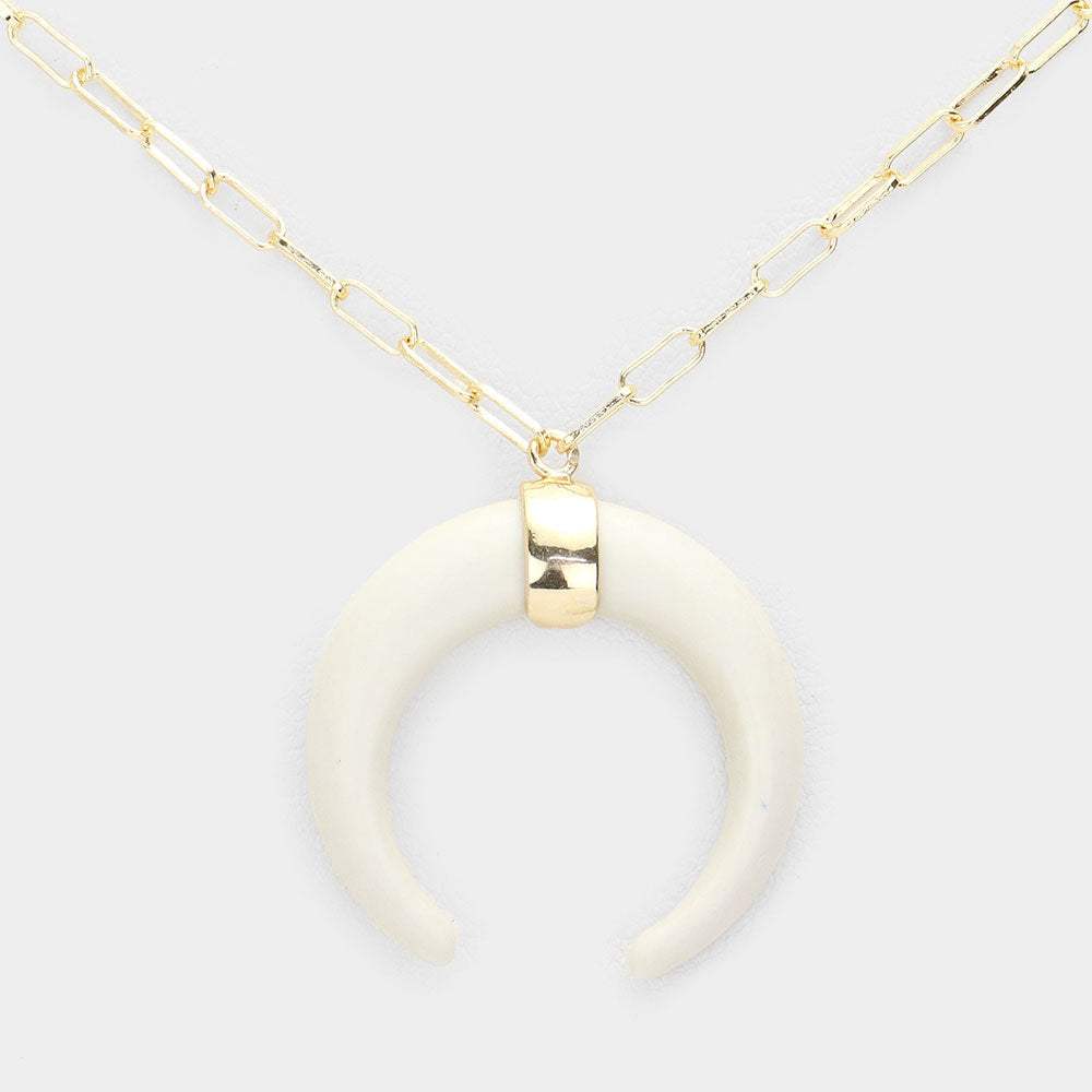Double Horn Pendant Necklace - Madeline Love - Flyclothing LLC
