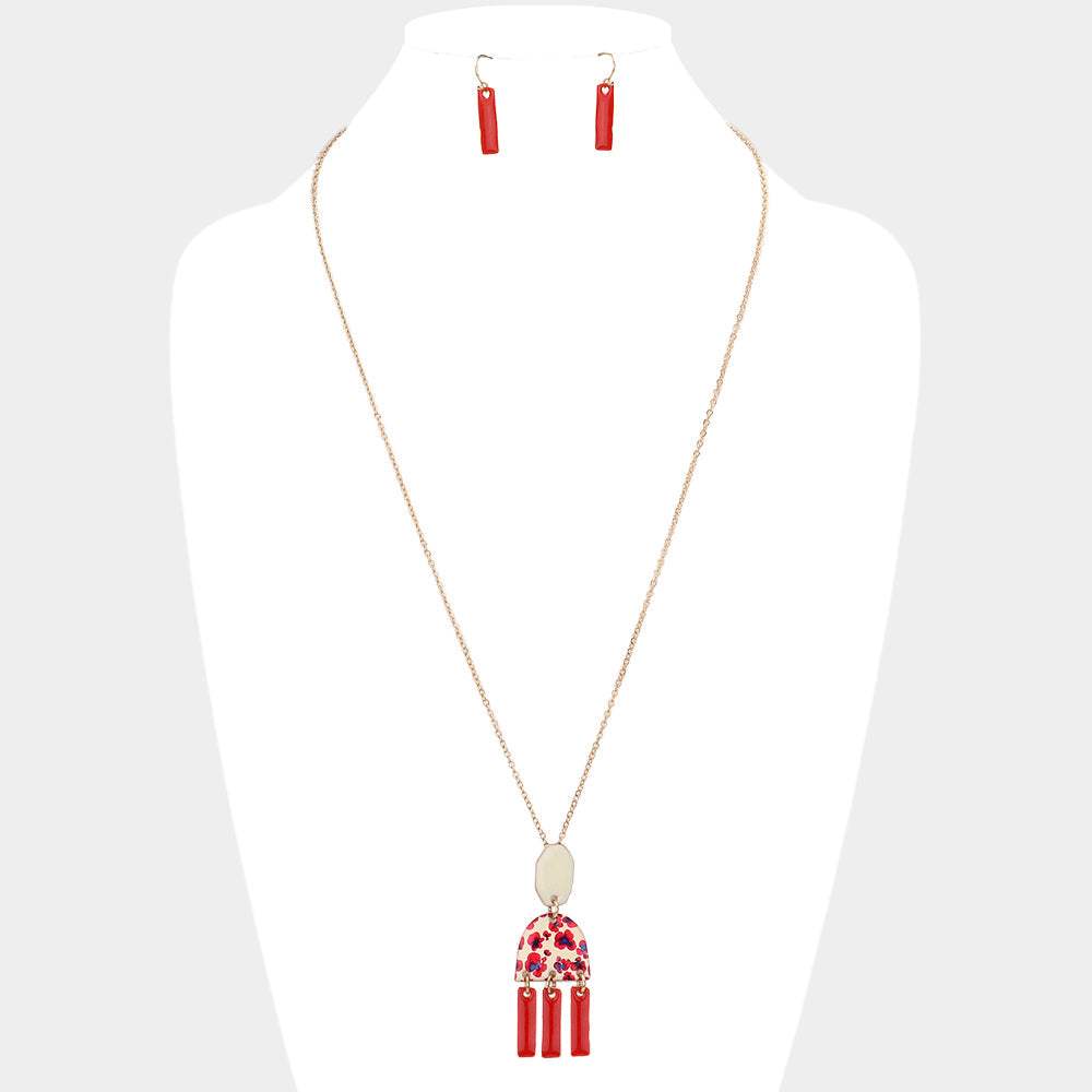 Abstract Patterned Geometric Link Pendant Necklace - Madeline Love - Flyclothing LLC