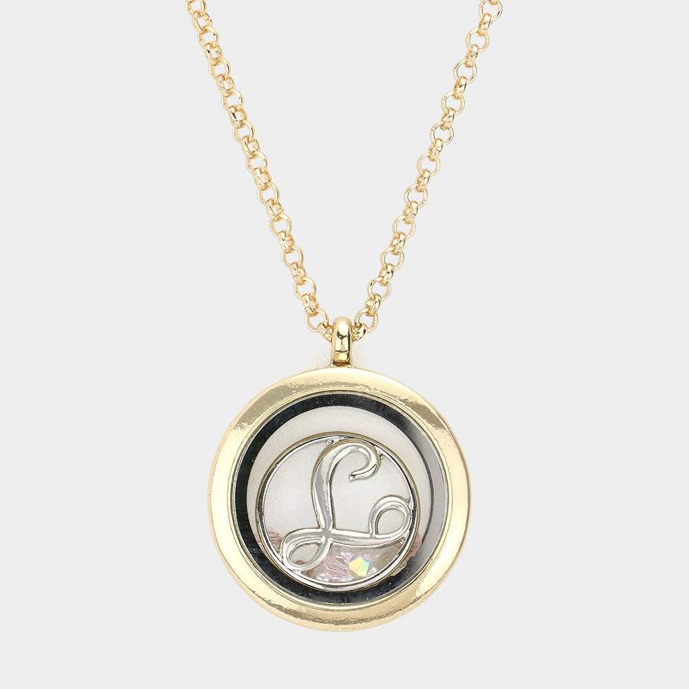'T' Initial Monogram Floating Locket Pendant Necklace - Madeline Love - Flyclothing LLC