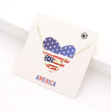 American USA Flag Printed United State Map Pendant Necklace - Madeline Love - Flyclothing LLC