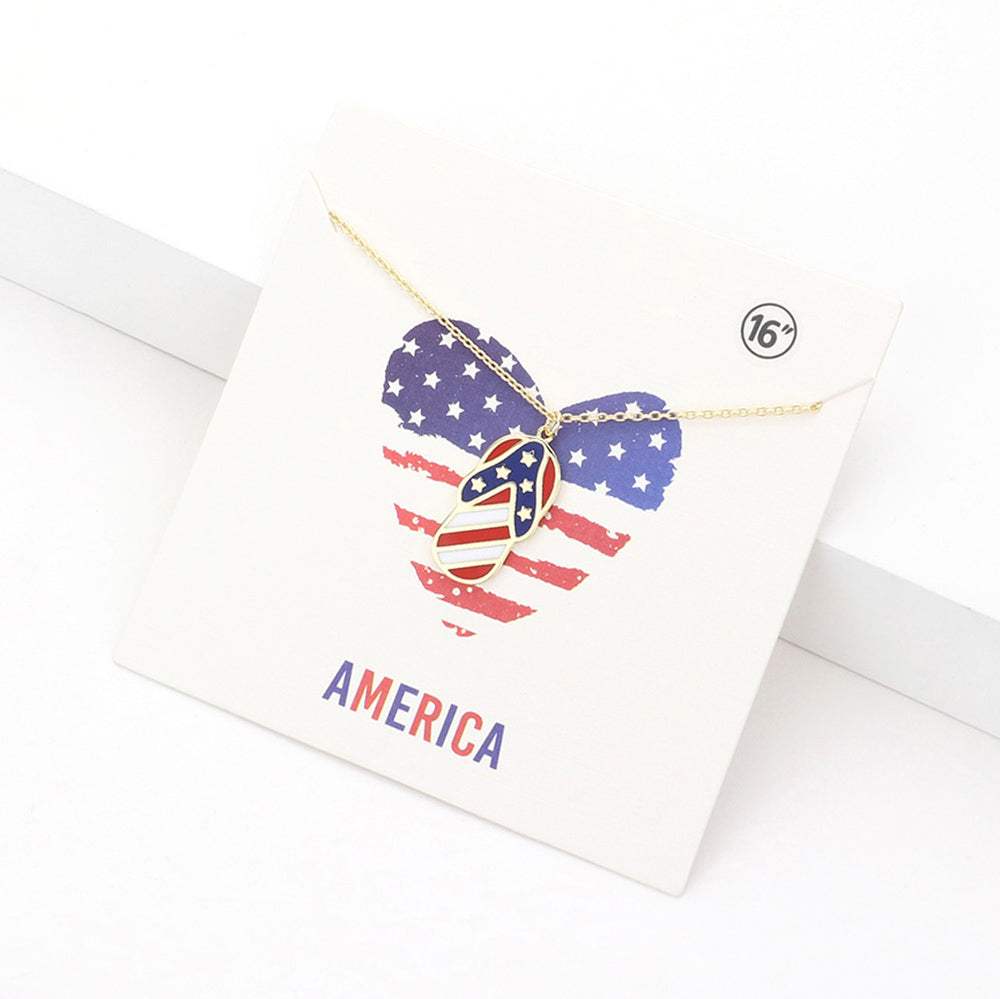 American USA Flag Flip Flop Pendant Necklace - Madeline Love - Flyclothing LLC