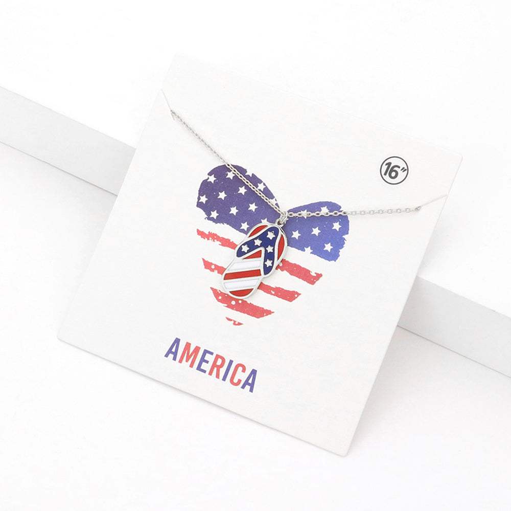 American USA Flag Flip Flop Pendant Necklace - Madeline Love - Flyclothing LLC