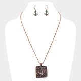 Antique Square Metal Anchor Pendant Necklace - Madeline Love - Flyclothing LLC