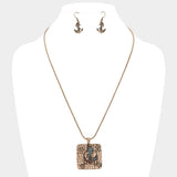 Antique Square Metal Anchor Pendant Necklace - Madeline Love - Flyclothing LLC