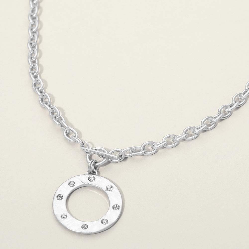 Stone Accent Circle Pendant Necklace - Madeline Love - Flyclothing LLC