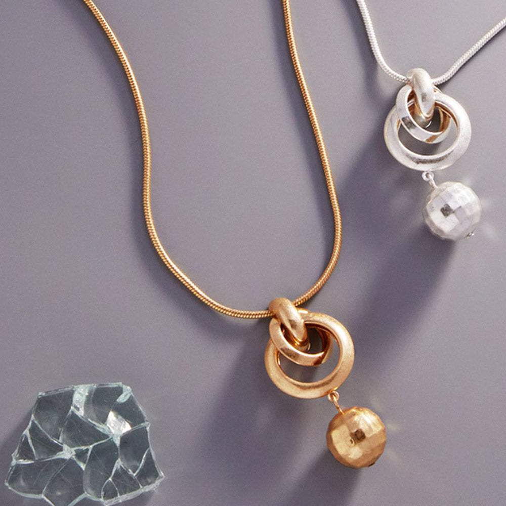 Open Metal Circle Ball Link Pendant Necklace - Madeline Love - Flyclothing LLC