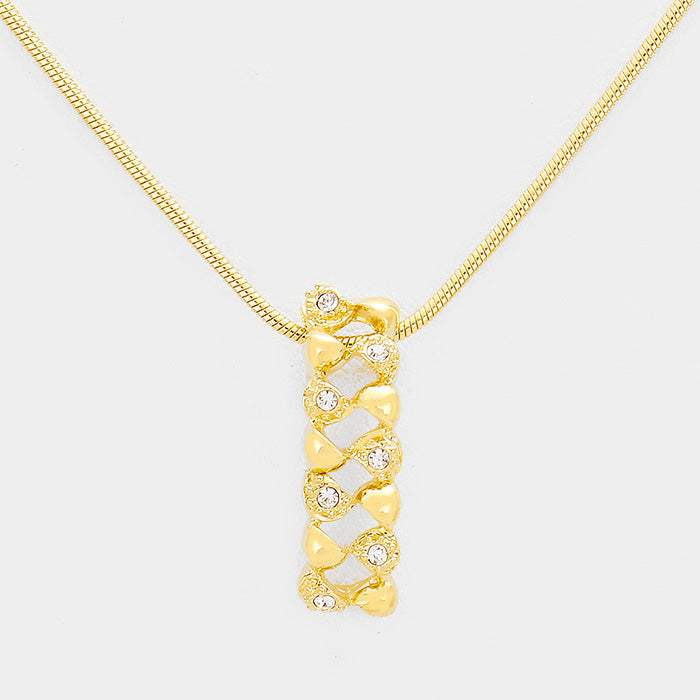 Geometric Rhinestone Pendant Necklace - Madeline Love - Flyclothing LLC