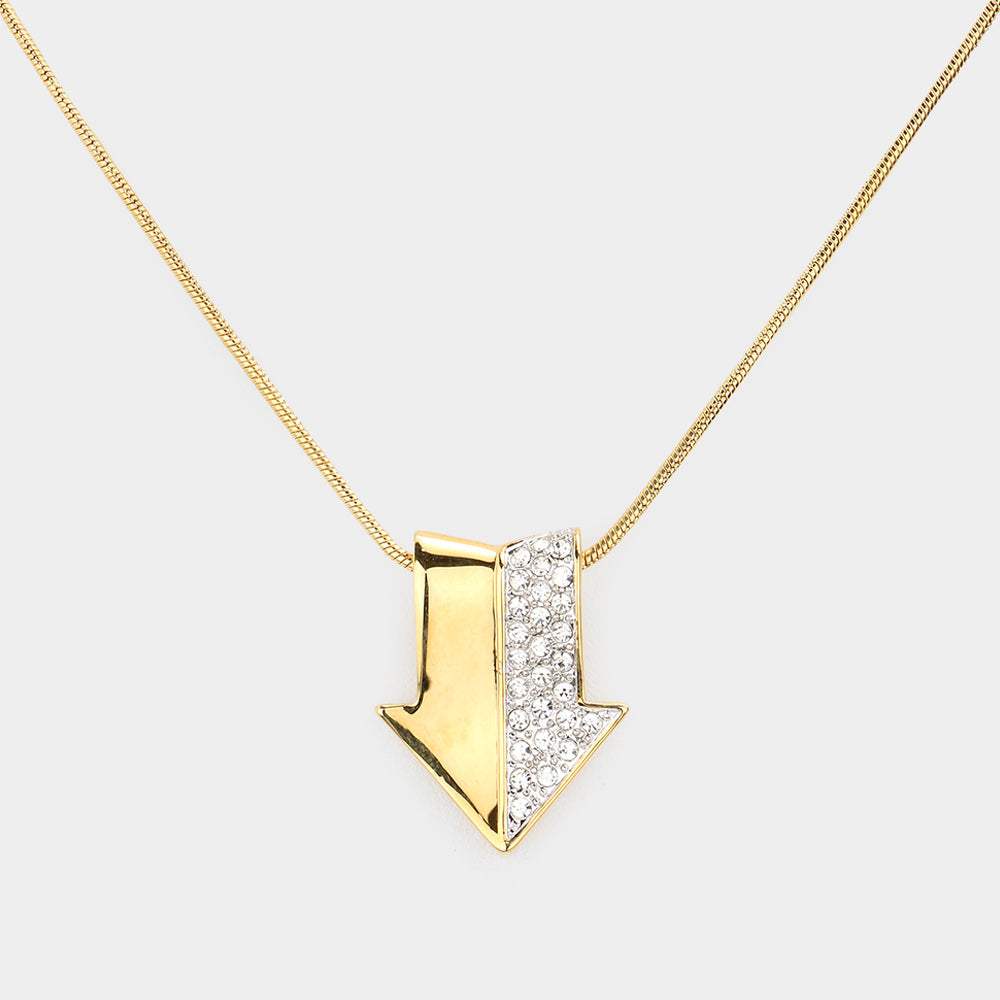Half pave arrow pendant necklace - Madeline Love - Flyclothing LLC