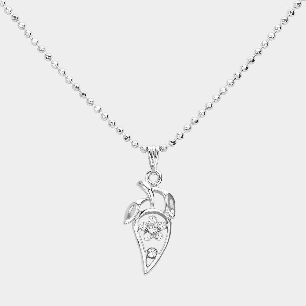Rhinestone Pointed Fruit Pendant Necklace - Madeline Love - Flyclothing LLC