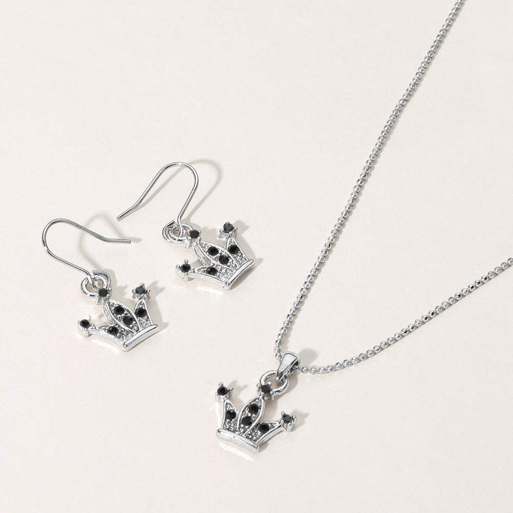 Rhinestone Embellished Crown Pendant Necklace - Madeline Love - Flyclothing LLC