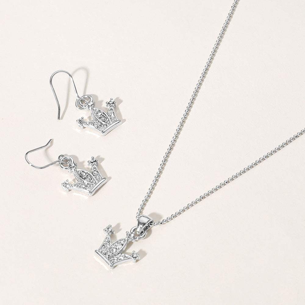 Rhinestone Embellished Crown Pendant Necklace - Madeline Love - Flyclothing LLC