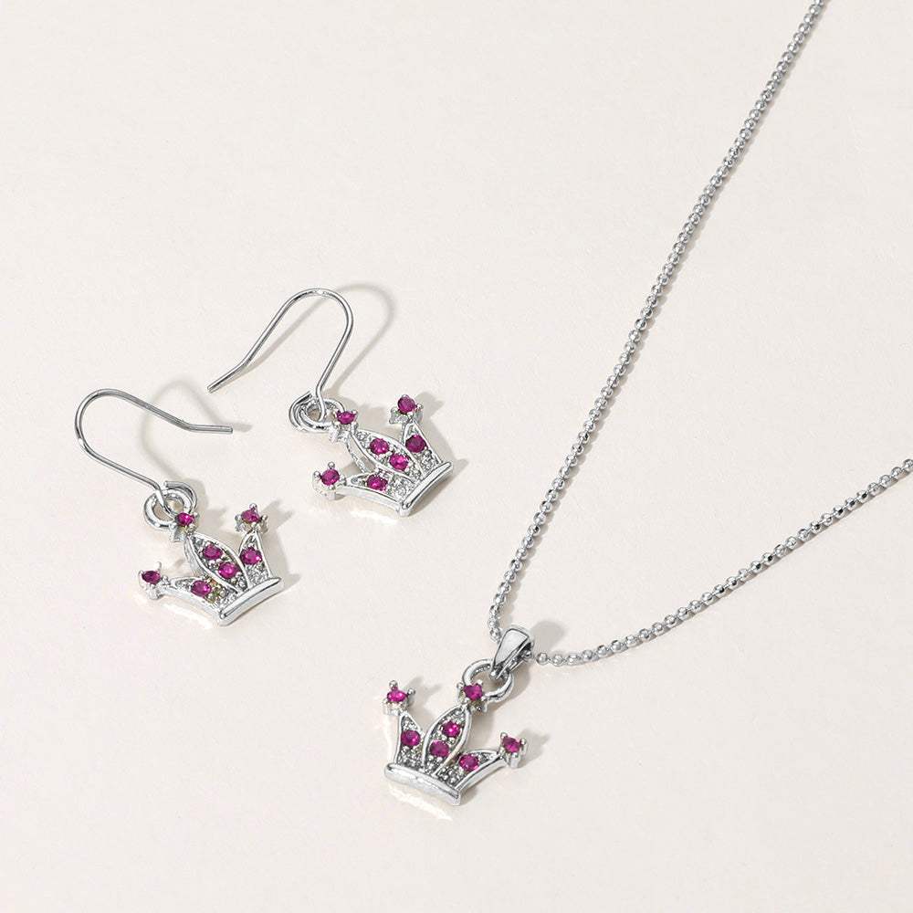 Rhinestone Embellished Crown Pendant Necklace - Madeline Love - Flyclothing LLC
