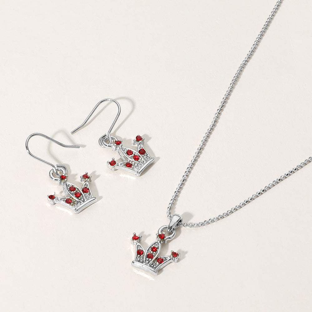 Rhinestone Embellished Crown Pendant Necklace - Madeline Love - Flyclothing LLC