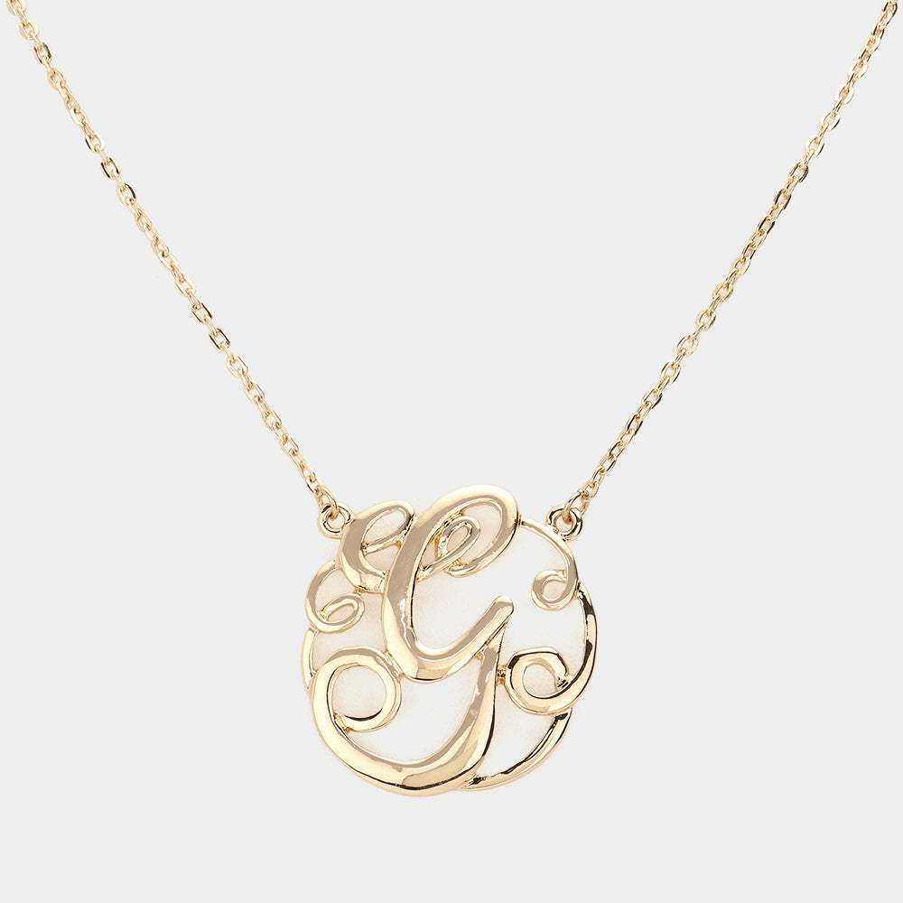 G - Circle Script Initial Monogram Pendant Necklace - Madeline Love - Flyclothing LLC