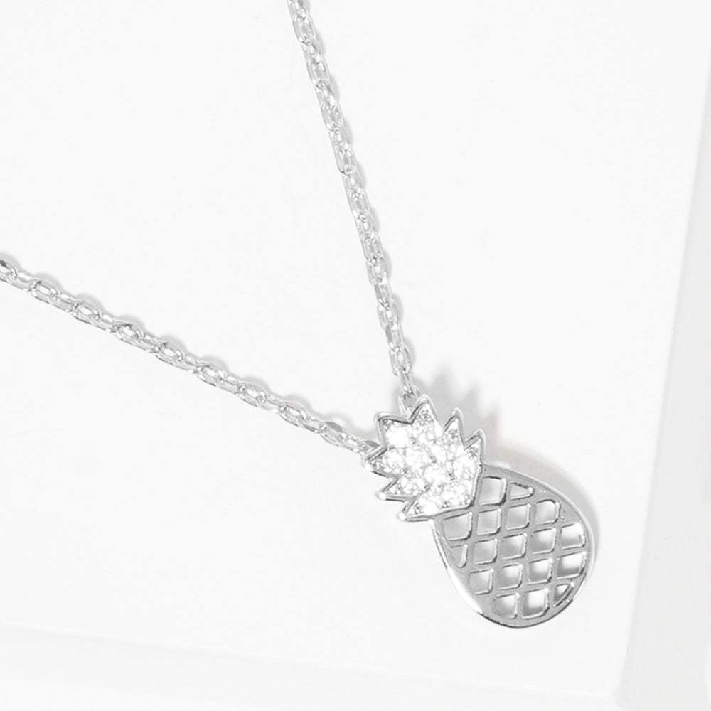 Rhinestone Pineapple Pendant Necklace - Madeline Love - Flyclothing LLC