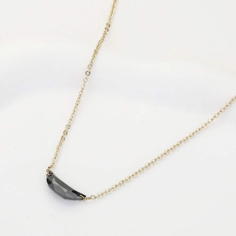 CZ Crescent Moon Stone Pendant Necklace - Madeline Love - Flyclothing LLC
