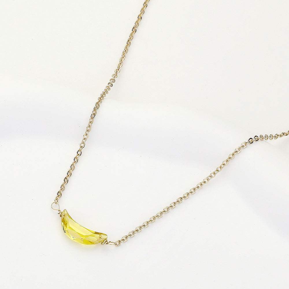 CZ Crescent Moon Stone Pendant Necklace - Madeline Love - Flyclothing LLC