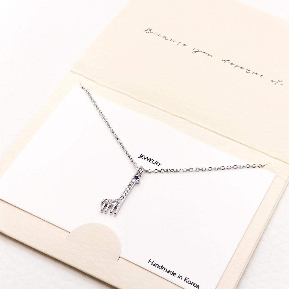 Rhinestone Embellished Metal Giraffe Pendant Necklace - Madeline Love - Flyclothing LLC