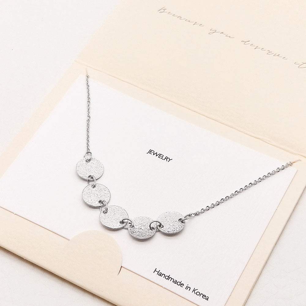 Frosted Metal Disc Link Pendant Necklace - Madeline Love - Flyclothing LLC