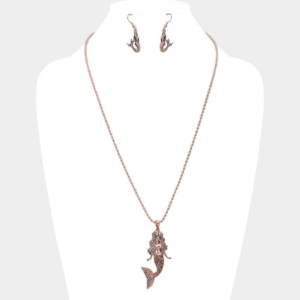 Metal Mermaid Pendant Necklace - Madeline Love - Flyclothing LLC