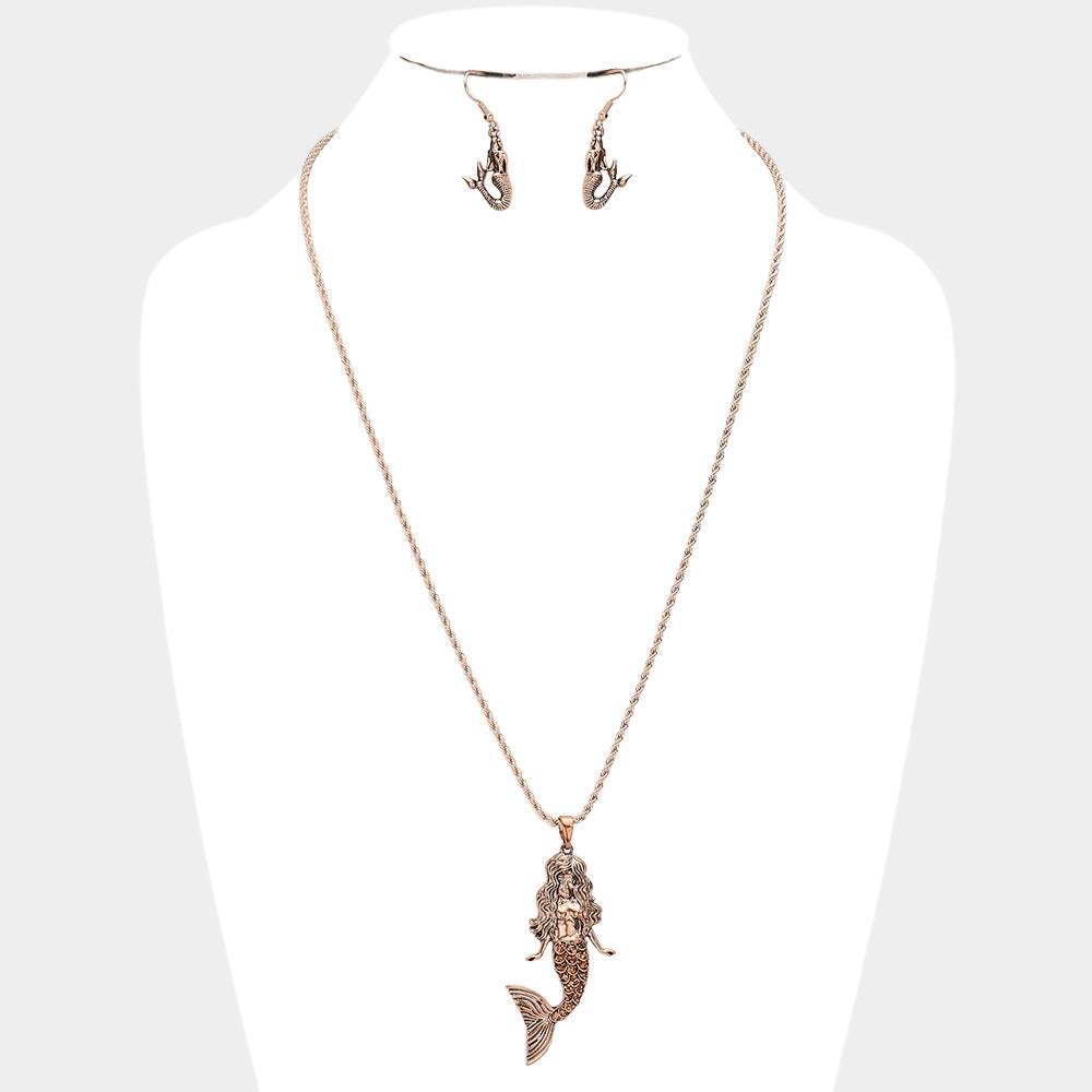 Metal Mermaid Pendant Necklace - Madeline Love - Flyclothing LLC