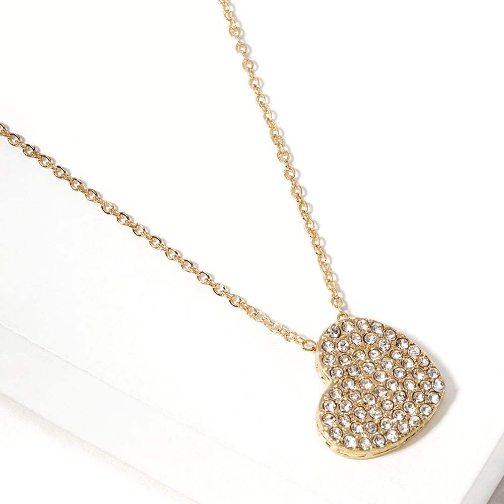 Crystal Paved Heart Pendant Necklace - Madeline Love - Flyclothing LLC