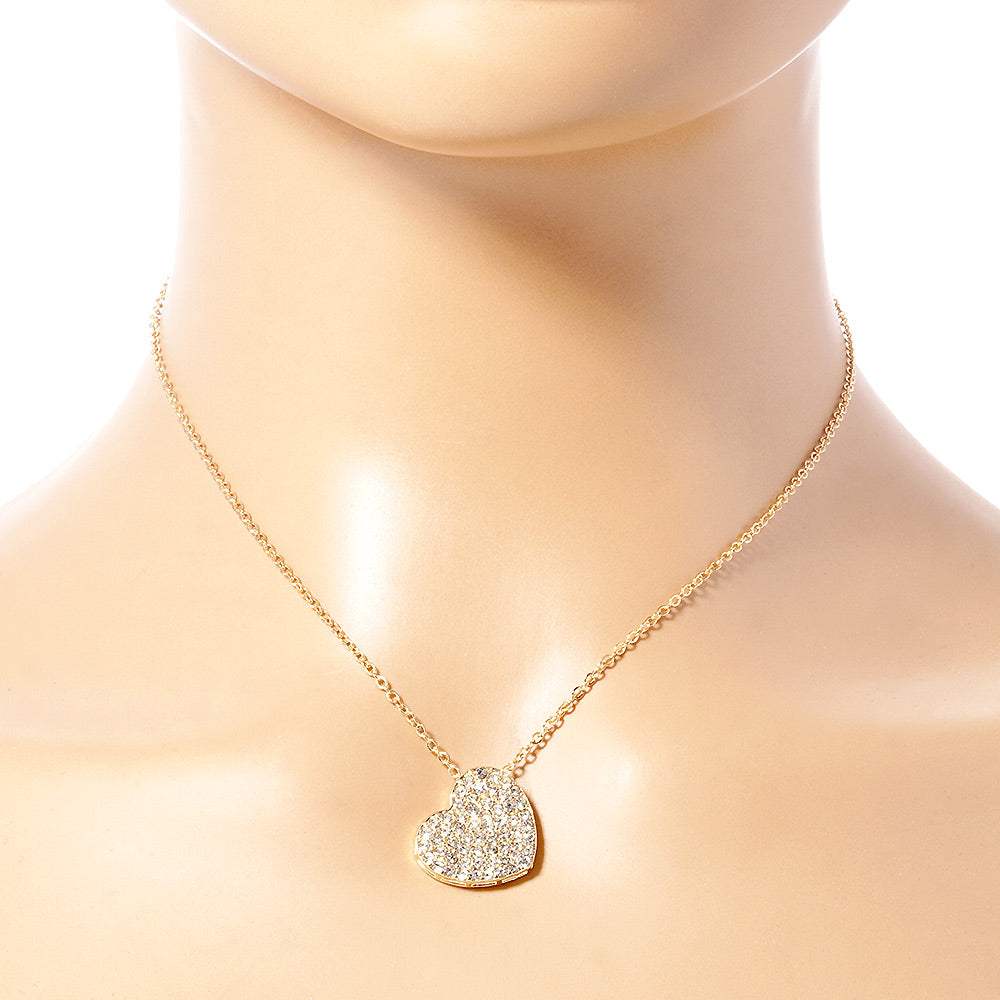 Crystal Paved Heart Pendant Necklace - Madeline Love - Flyclothing LLC