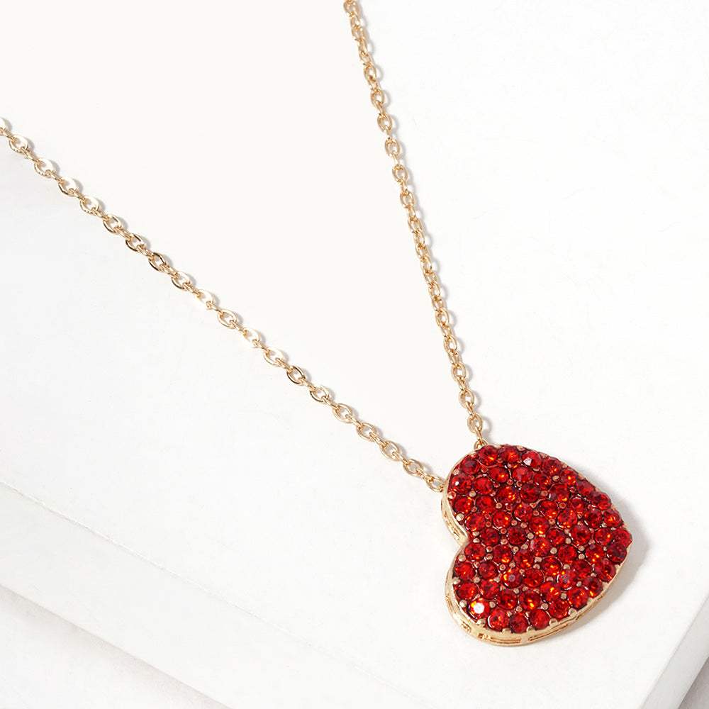 Crystal Paved Heart Pendant Necklace - Madeline Love - Flyclothing LLC