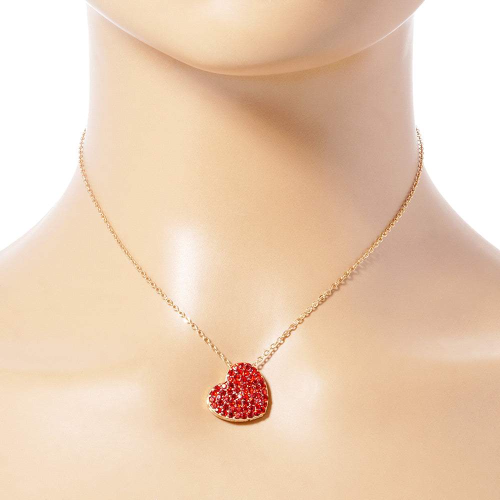 Crystal Paved Heart Pendant Necklace - Madeline Love - Flyclothing LLC