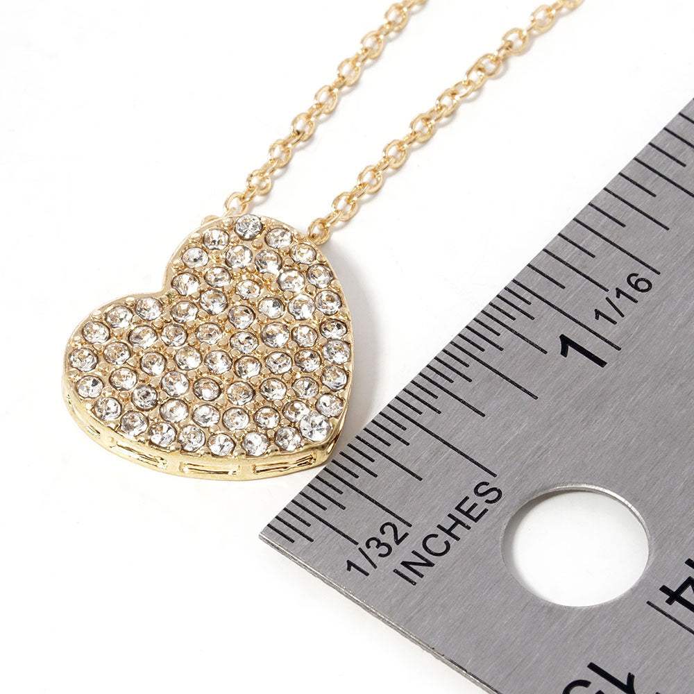 Crystal Paved Heart Pendant Necklace - Madeline Love - Flyclothing LLC