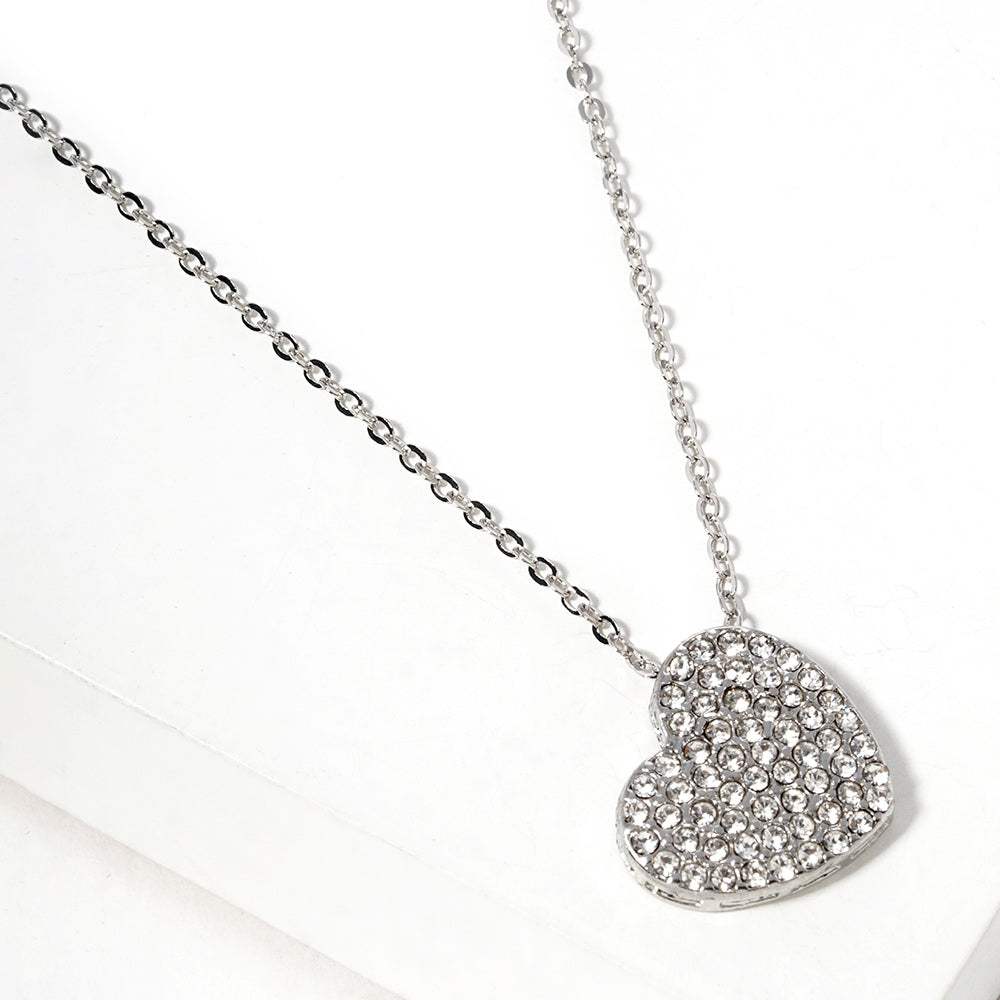 Crystal Paved Heart Pendant Necklace - Madeline Love - Flyclothing LLC