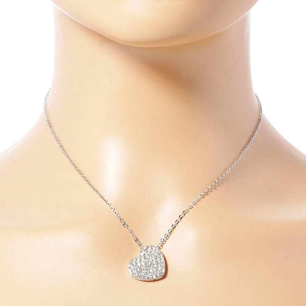 Crystal Paved Heart Pendant Necklace - Madeline Love - Flyclothing LLC